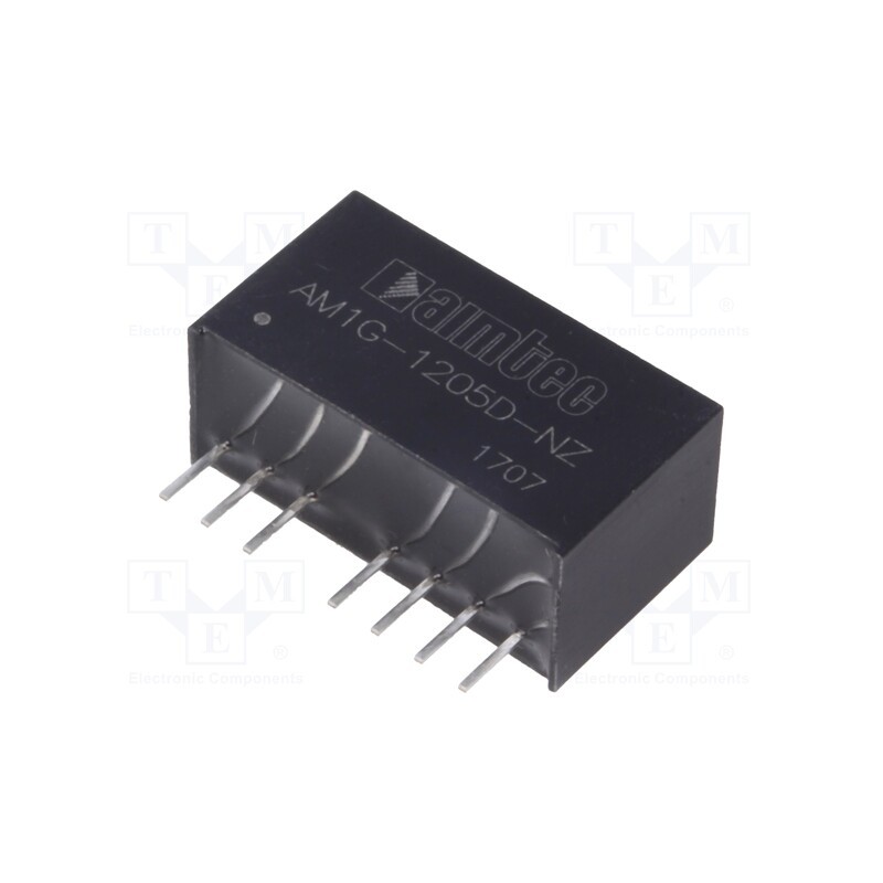 1 pcs x AIMTEC - AM1G-1205D-NZ - Converter: DC/DC, 1W, Uin: 9÷18V, Uout: 5VDC, Uout2: -5VDC, SIP8, THT