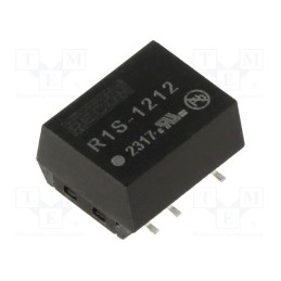 1 pcs x RECOM - R1S-1212 - Converter: DC/DC, 1W, Uin: 10.8÷13.2V, Uout: 12VDC, Iout: 84mA, SMD