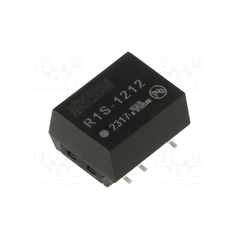 1 pcs x RECOM - R1S-1212 - Converter: DC/DC, 1W, Uin: 10.8÷13.2V, Uout: 12VDC, Iout: 84mA, SMD