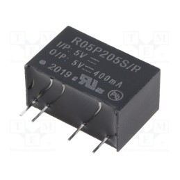 1 pcs x RECOM - R05P205S/P - Converter: DC/DC, 2W, Uin: 4.5÷5.5V, Uout: 5VDC, Iout: 400mA, SIP7