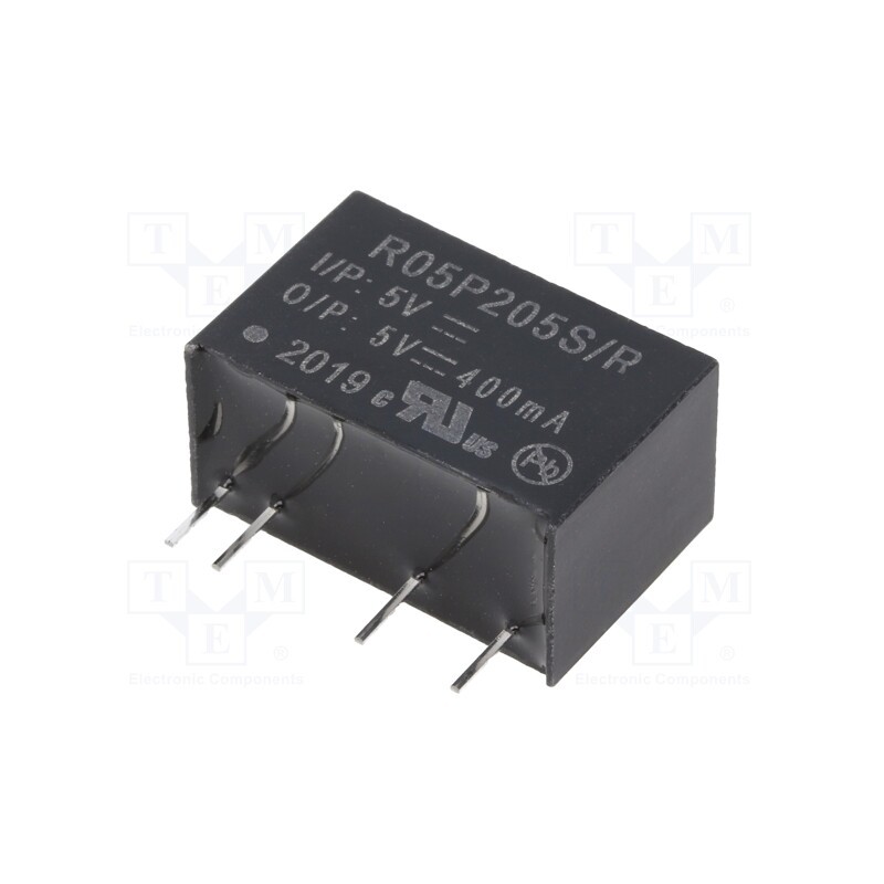 1 pcs x RECOM - R05P205S/P - Converter: DC/DC, 2W, Uin: 4.5÷5.5V, Uout: 5VDC, Iout: 400mA, SIP7