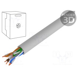 1 rol x LOGILINK - CPV0022 - Wire, U/UTP, 6, stranded, Cu, PVC, grey, 305m, Øcable: 6.2mm