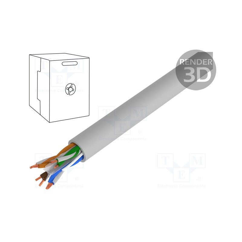 1 rol x LOGILINK - CPV0022 - Wire, U/UTP, 6, stranded, Cu, PVC, grey, 305m, Øcable: 6.2mm