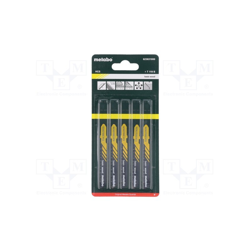 1 set x METABO - 623631000 - Hacksaw blade, wood,plastic, 51mm, 14teeth/inch, BASIC WOOD