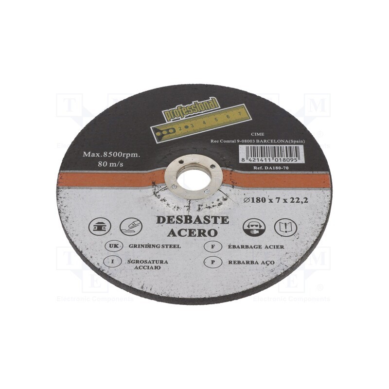 1 pcs x MEDID - DA18070 - Grinding wheels, Ø: 180mm, Øhole: 22mm, Disc thick: 7mm