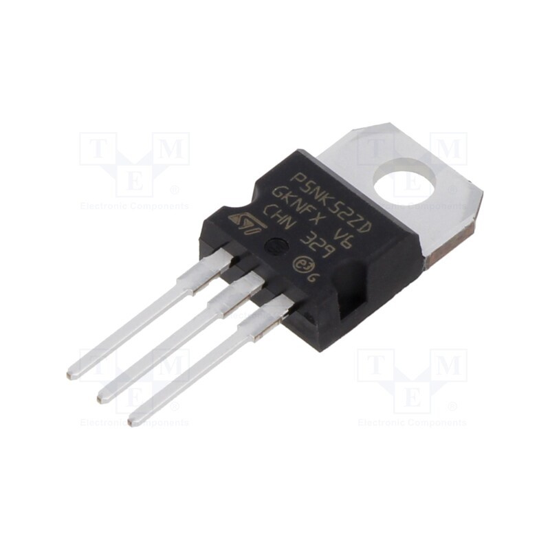 1 pcs x STMicroelectronics - STP5NK52ZD - Transistor: N-MOSFET, unipolar, 520V, 2.7A, Idm: 17.6A, 70W, TO220-3