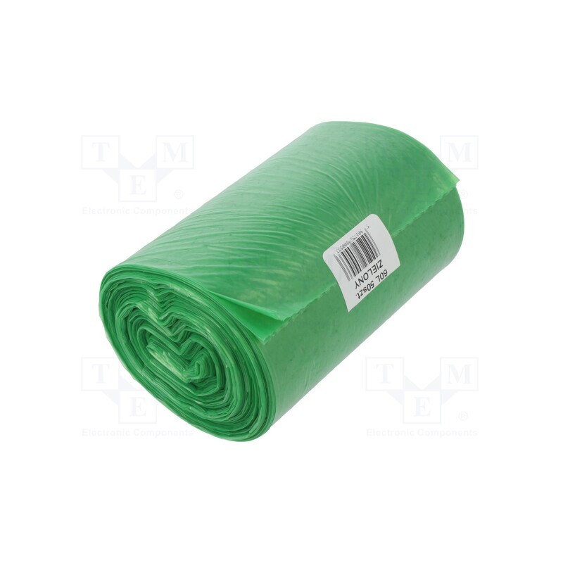 1 rol x PLAST - 1614041 - Trash bags, polyetylene LD, green, 60l, 50pcs.