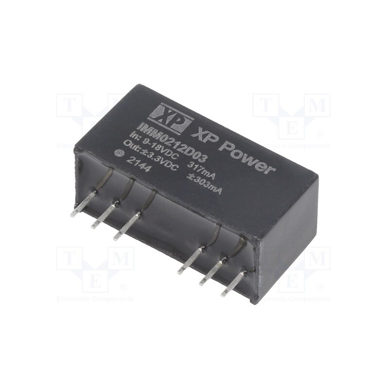 1 pcs x XP POWER - IMM0212D03 - Converter: DC/DC, 2W, Uin: 9÷18V, Uout: 3.3VDC, Uout2: -3.3VDC, SIP8