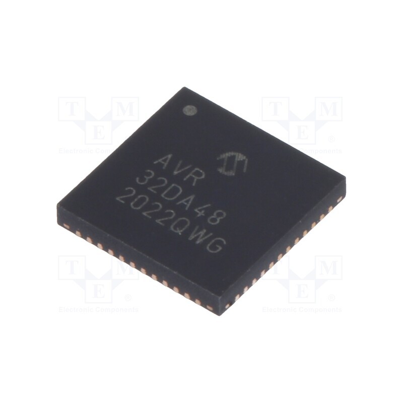 1 pcs x MICROCHIP TECHNOLOGY - AVR32DA48-I/6LX - IC: AVR microcontroller, VQFN48, 1.8÷5.5VDC, Cmp: 3, AVR32, AVR-DA