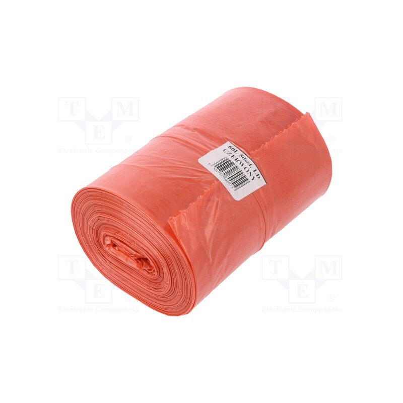 1 rol x PLAST - 1577517 - Trash bags, polyetylene LD, red, 60l, 50pcs.