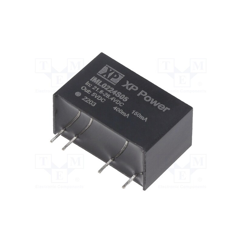 1 pcs x XP POWER - IML0224S05 - Converter: DC/DC, 2W, Uin: 21.6÷26.4V, Uout: 5VDC, Iout: 400mA, SIP7