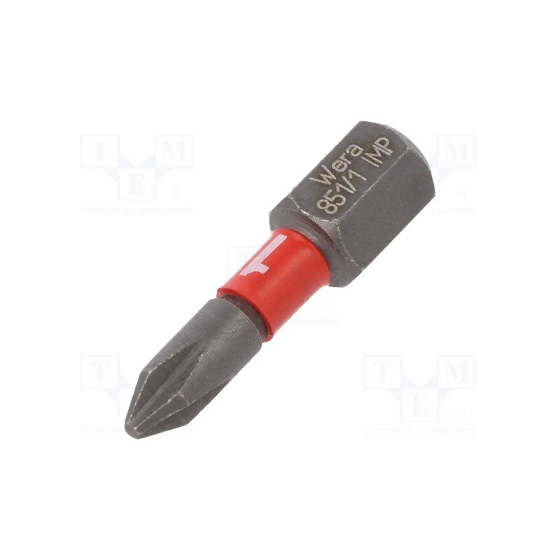 1 pcs x WERA - 5057615001 - Screwdriver bit, Phillips, PH1, Overall len: 25mm