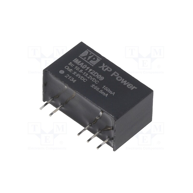 1 pcs x XP POWER - IMA0112D09 - Converter: DC/DC, 1W, Uin: 10.8÷13.2V, Uout: 9VDC, Uout2: -9VDC, SIP7