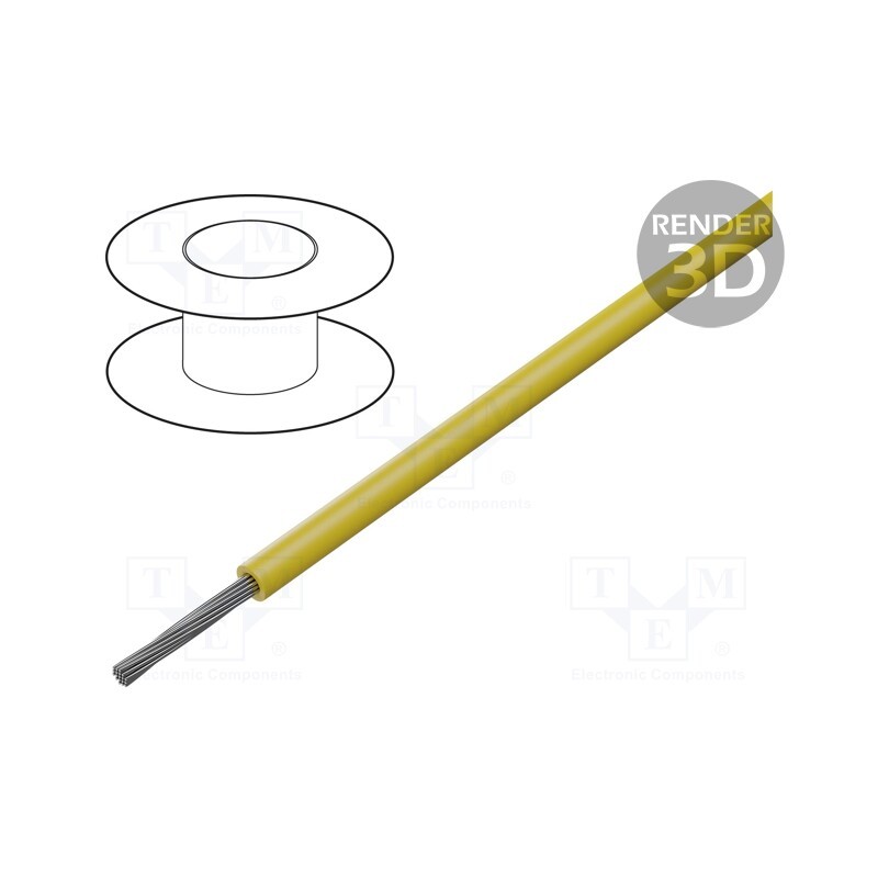 1 rol x ALPHA WIRE - 1857/19 YL001 - Wire, HookUp Wire, stranded, Cu, 18AWG, PVC, yellow, 600V, 305m