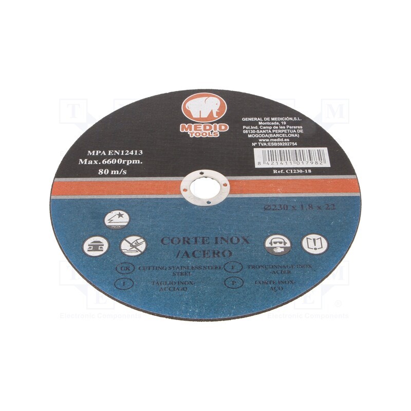 1 pcs x MEDID - CI23018 - Cutting wheel, Ø: 230mm, Øhole: 22mm, Disc thick: 1.8mm