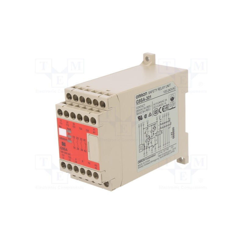 1 pcs x OMRON - G9SA-301 100-240AC - Module: safety relay, G9SA, 100÷240VAC, IN: 2, -20÷55°C