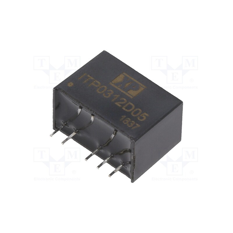 1 pcs x XP POWER - ITP0312D05 - Converter: DC/DC, 3W, Uin: 4.5÷18V, Uout: 5VDC, Uout2: -5VDC, SIP6