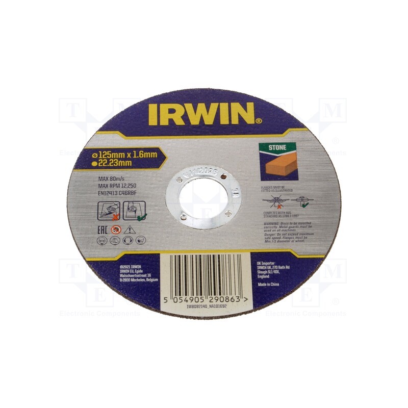 1 pcs x IRWIN - IW8082140 - Cutting wheel, Ø: 125mm, Øhole: 22.23mm