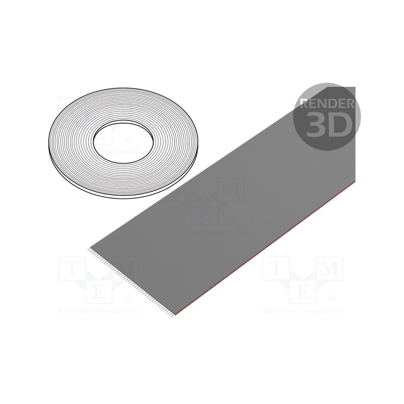 1 rol x HARTING - 9180507001 - Wire: ribbon, 1.27mm, stranded, Cu, unshielded, PVC, grey, 30.5m