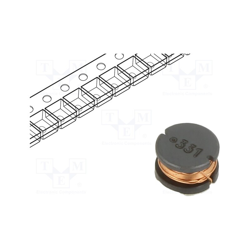 2 pcs x BOURNS - SDR0805-331KL - Inductor: wire, SMD, 330uH, 400mA, ±10%, Q: 12, Ø: 7.8mm, H: 5.3mm