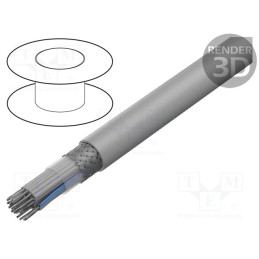 1 rol x HARTING - 9180267007 - Wire: ribbon, round, 1.27mm, stranded, Cu, PVC, grey, 30.5m, 26x28AWG