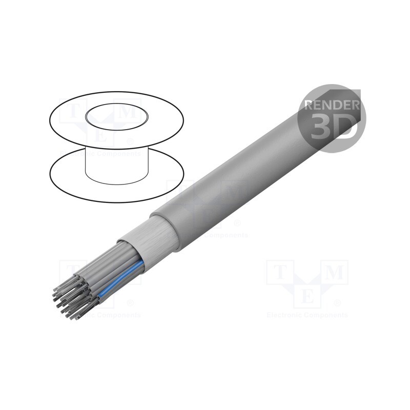 1 rol x HARTING - 9180207008 - Wire: ribbon, round, 1.27mm, stranded, Cu, unshielded, PVC, grey