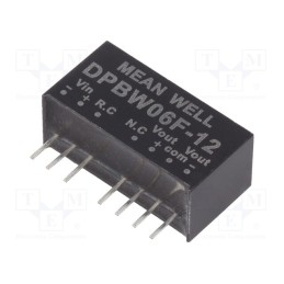 1 pcs x MEAN WELL - DPBW06F-12 - Converter: DC/DC, 6W, Uin: 9÷36V, Uout: 12VDC, Uout2: -12VDC, SIP8