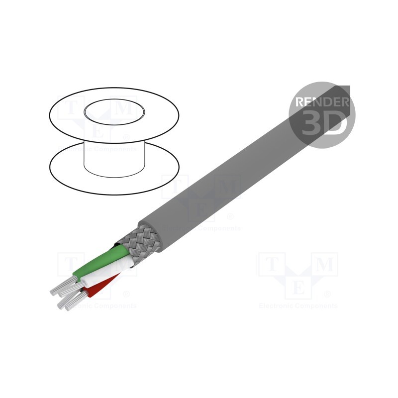 1 rol x ALPHA WIRE - 3233 SL005 - Wire, Alpha Essential C&C, 4x20AWG, PVC, dark grey, 600V, 30.5m