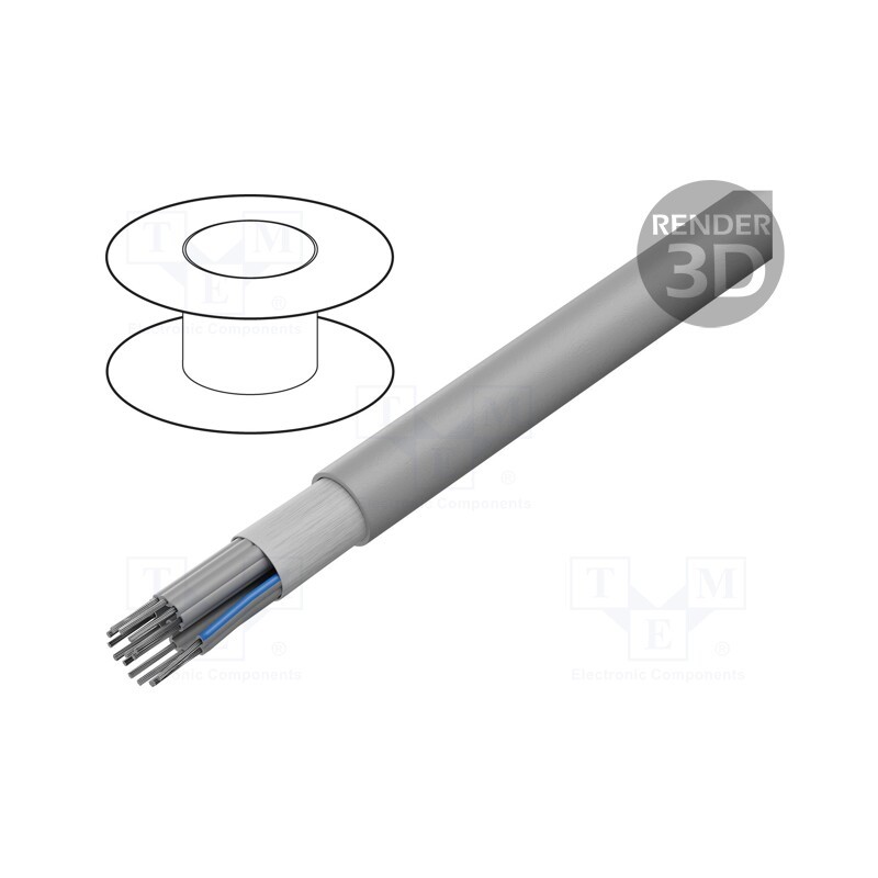 1 rol x HARTING - 9180157008 - Wire: ribbon, round, 1.27mm, stranded, Cu, unshielded, PVC, grey