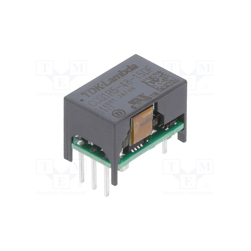 1 pcs x TDK-LAMBDA - CCG1R5-48-15DF - Converter: DC/DC, 1.5W, Uin: 18÷76V, Uout: 15VDC, Uout2: -15VDC, THT