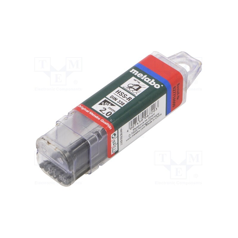 1 set x METABO - 627710000 - Drill bit, for metal, Ø: 2mm, L: 49mm, Working part len: 24mm