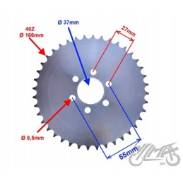 Rear sprocket 40z 428h quad 150 200 250 bashan