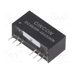 1 pcs x CINCON - EC4SAW-48S33HN - Converter: DC/DC, 5/6W, Uin: 18÷75V, Uout: 3.3VDC, Iout: 1500mA, SIP8
