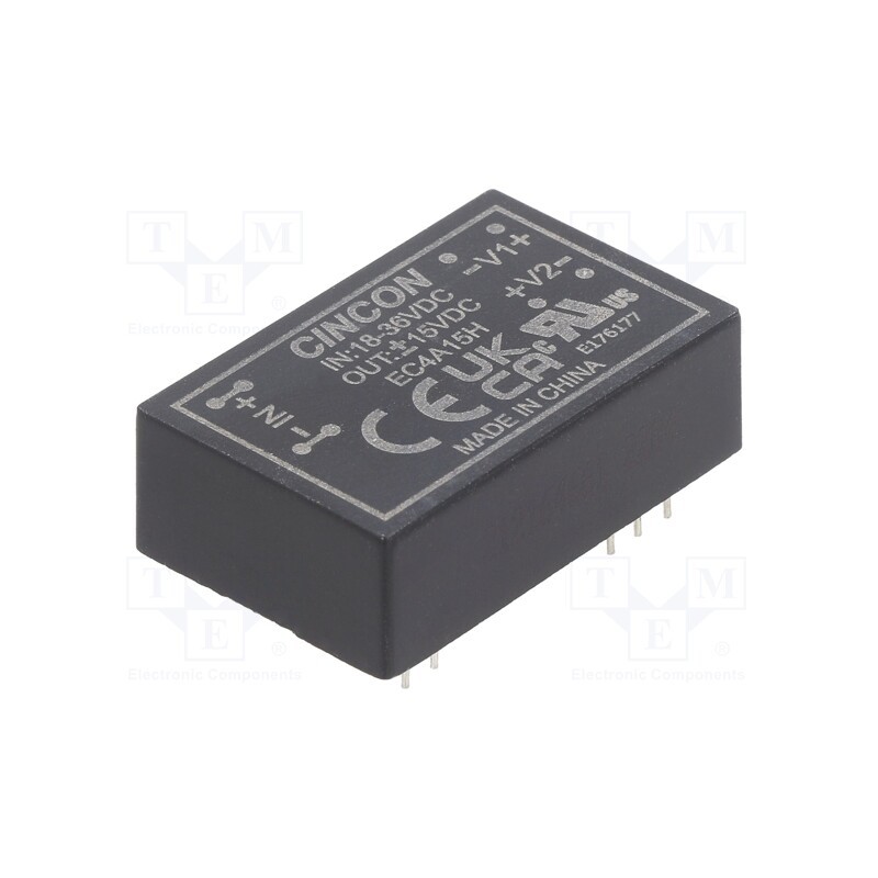 1 pcs x CINCON - EC4A15H - Converter: DC/DC, 5/6W, Uin: 18÷36V, Uout: 15VDC, Uout2: -15VDC, THT