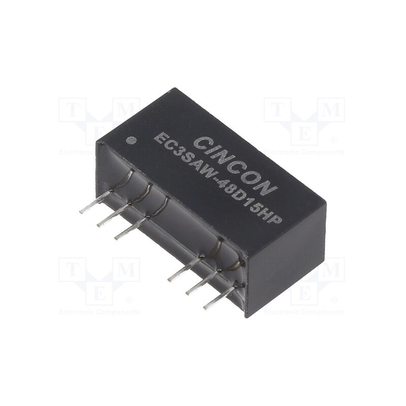 1 pcs x CINCON - EC3SAW-48D15HP - Converter: DC/DC, 3W, Uin: 18÷74V, Uout: 15VDC, Uout2: -15VDC, 100kHz