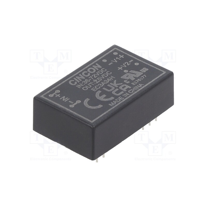 1 pcs x CINCON - EC3A34H - Converter: DC/DC, 3W, Uin: 36÷72V, Uout: 5VDC, Uout2: -5VDC, DIP24