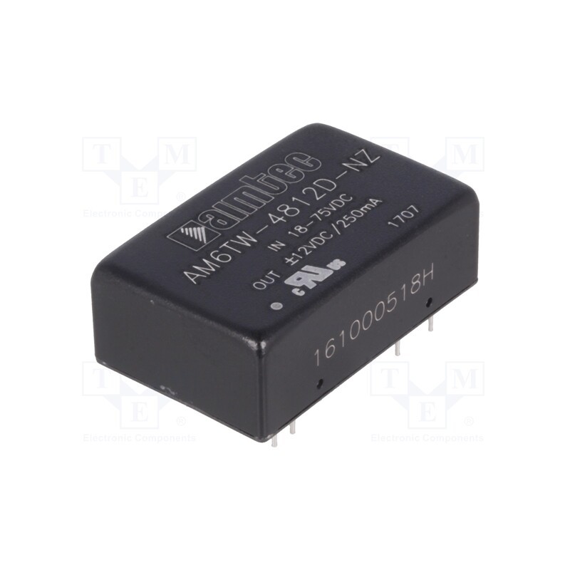 1 pcs x AIMTEC - AM6TW-4812D-NZ - Converter: DC/DC, 6W, Uin: 18÷75V, Uout: 12VDC, Uout2: -12VDC, DIP24