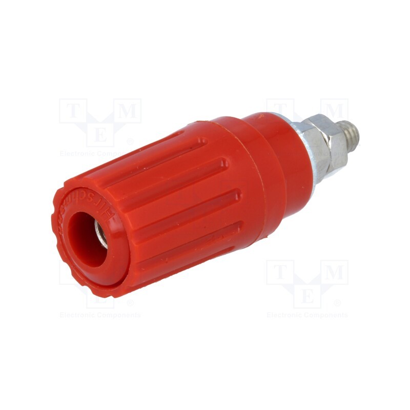 1 pcs x HIRSCHMANN T&M - PKI 100 RT - Socket, 4mm banana, 25A, red, insulated, crimped, 930757101