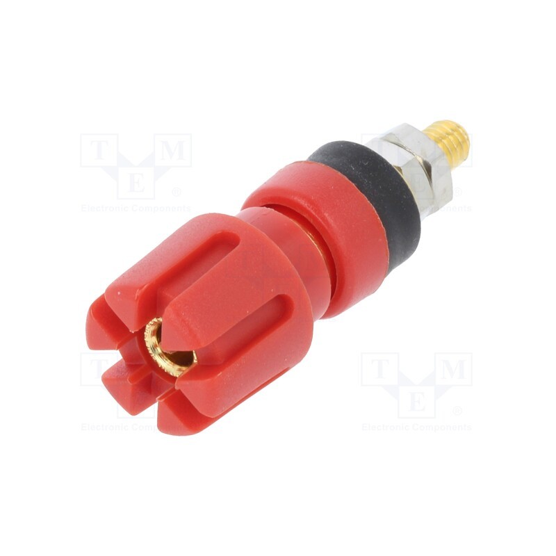 1 pcs x CLIFF - CL159721A - Socket, 4mm banana, 30A, 60VDC, 48mm, red, gold-plated, -20÷80°C