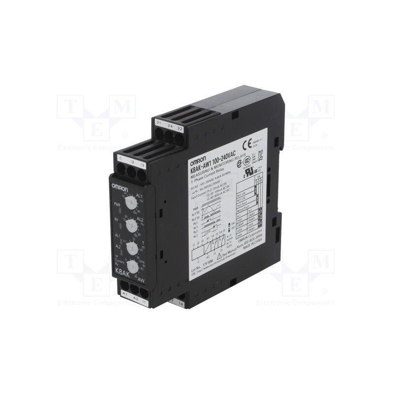 1 pcs x OMRON - K8AK-AW1 100-240VAC - Module: current monitoring relay, AC current,DC current, SPDT