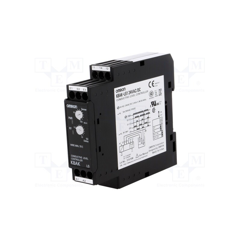 1 pcs x OMRON - K8AK-LS1 24VAC/DC - Module: level monitoring relay, conductive fluid level, 24VAC