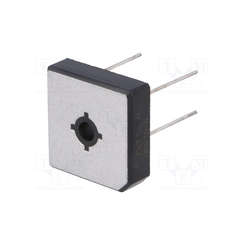 1 pcs x DC COMPONENTS - MBR151W - Bridge rectifier: single-phase, Urmax: 100V, If: 15A, Ifsm: 300A