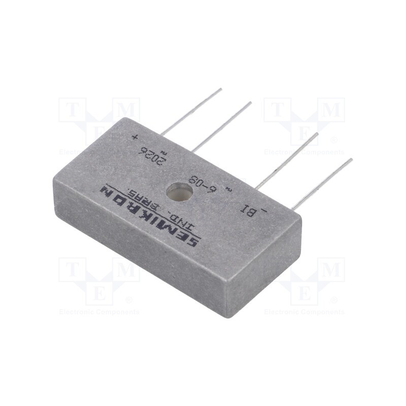 1 pcs x SEMIKRON DANFOSS - BI 6/08 07639360 - Bridge rectifier: single-phase, Urmax: 800V, If: 9A, Ifsm: 200A