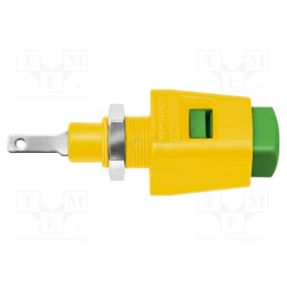 1 pcs x SCHu00dcTZINGER - ESD 6554 / GNGE - Laboratory clamp, yellow-green, 70VDC, 16A, screw, nickel, 38.9mm