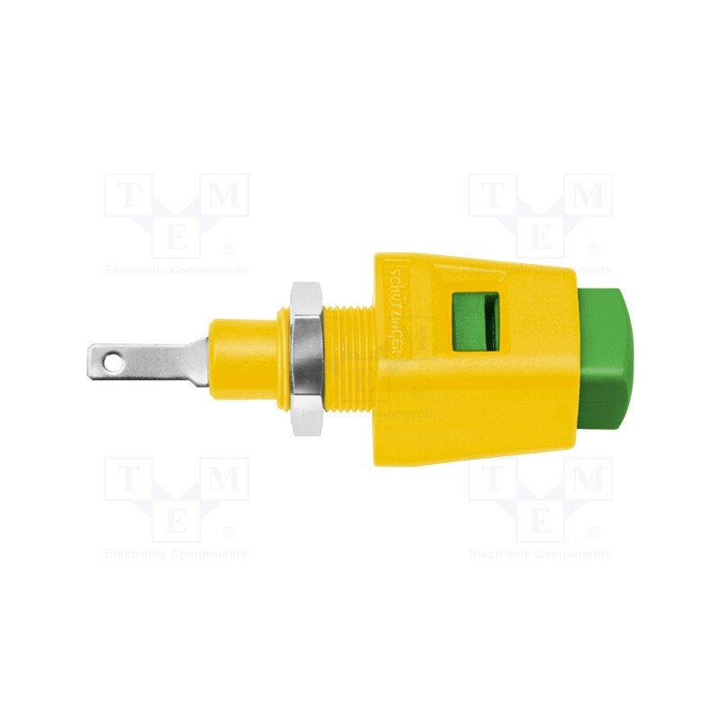 1 pcs x SCHu00dcTZINGER - ESD 6554 / GNGE - Laboratory clamp, yellow-green, 70VDC, 16A, screw, nickel, 38.9mm