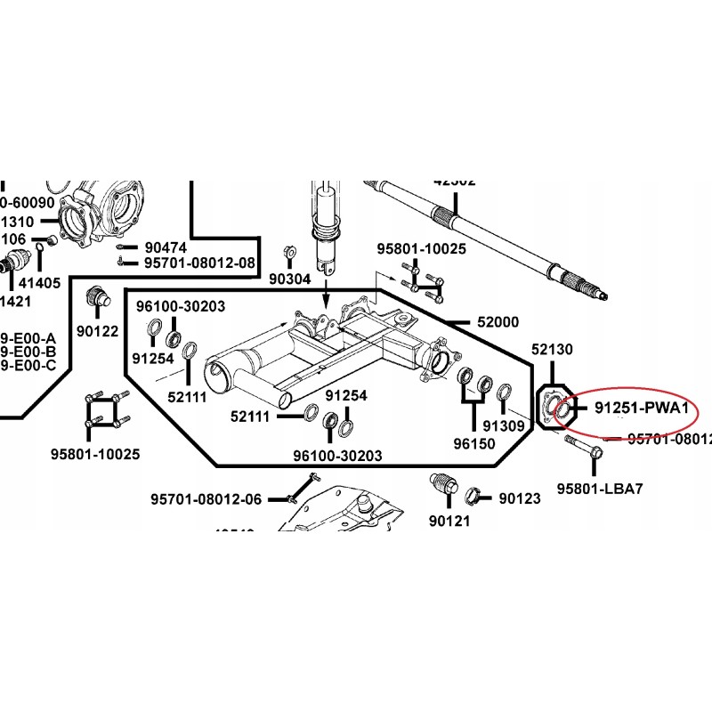 Seal rear axle 38 2x47x6 kymco mxu 300 300r