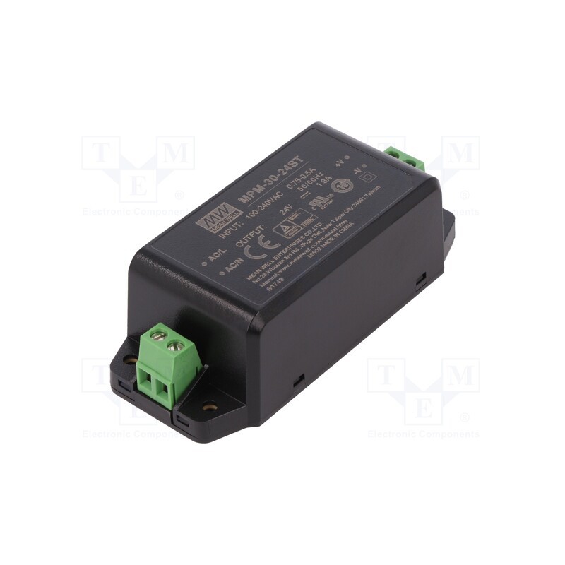 1 pcs x MEAN WELL - MPM-30-24ST - Power supply: switched-mode, for building in,modular, 30W, 24VDC