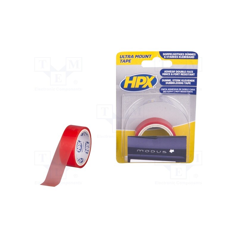1 rol x HPX - ZC10 - Tape: fixing, W: 19mm, L: 1.5m, Thk: 0.2mm, double-sided, transparent