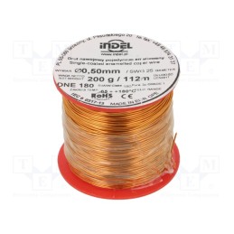 1 rol x INDEL - DNE0,50-200G - Coil wire, single coated enamelled, 0.5mm, 0.2kg, -65÷180°C