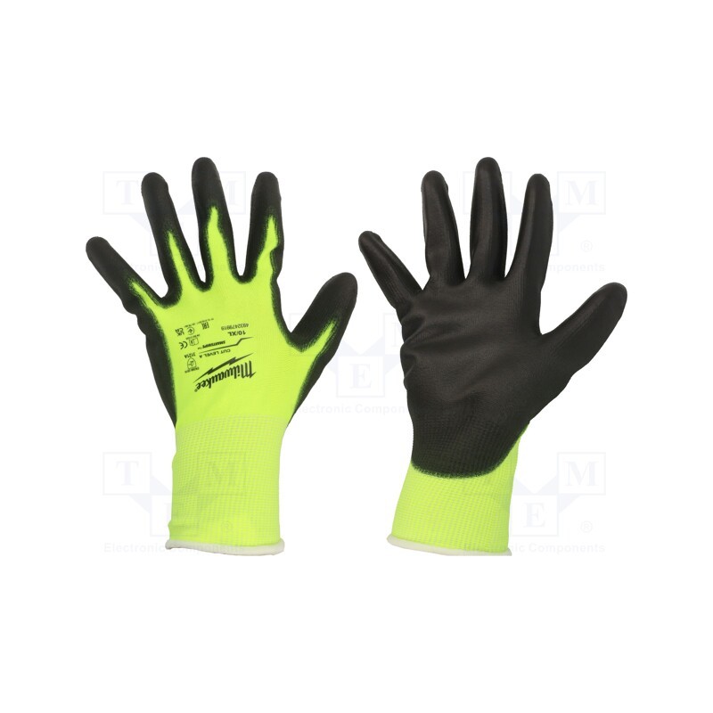 1 set x Milwaukee - 4932479919 - Protective gloves, Size: 10,XL, Resistance to: cutting, warning